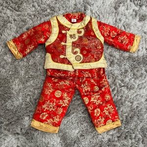 Boys traditional Chinese New Year cheongsam, 3 piece, toddler size 2 (100)